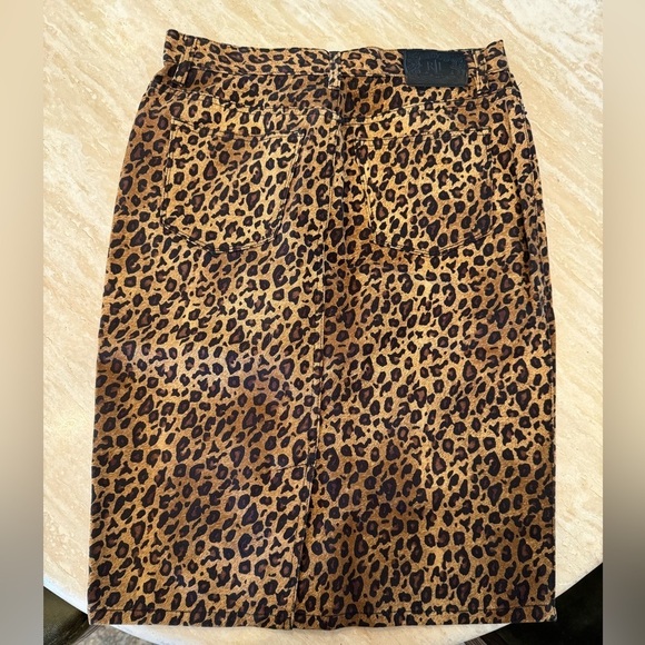 Ralph Lauren Premium Leopard Denim Pencil Skirt - Picture 2 of 5